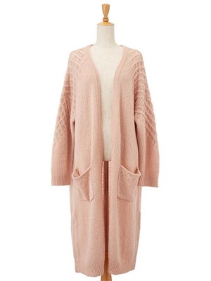 チェックアミロングカーデ