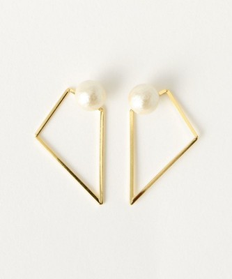 スクエアコットンパールピアス/AE スクエア PL P