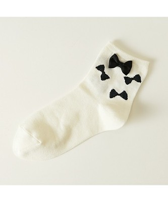 リボン×リボン柄ショートソックス