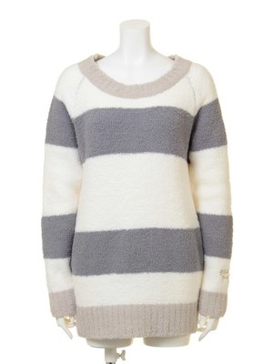 moco moco’パウダー’ラインボーダープルオーバー