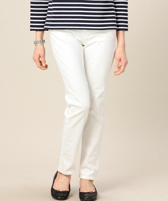 BEAUTY&YOUTH WOMENS ホワイトデニムテーパードパンツ