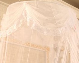 天蓋カーテン　蚊帳　モスキートネット サシェ セット/プリンセスレース　白