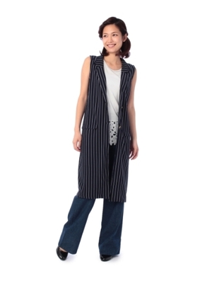 GROVE (グローブ)  ストライプロングジレ