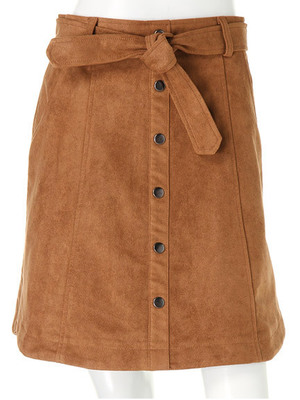 フロント釦Aラインスエードスカート