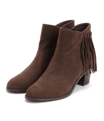 フリンジスエードショートブーツ