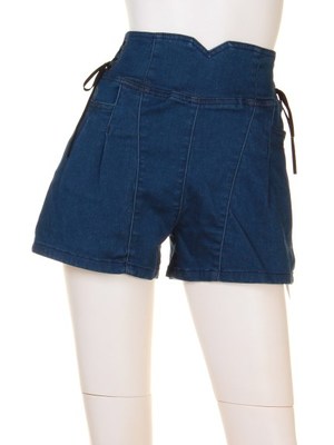 ハイウエストデニムショートパンツ
