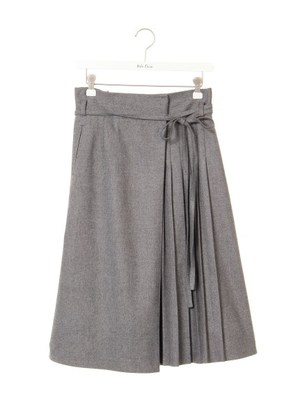 内側プリーツウール巻きスカート