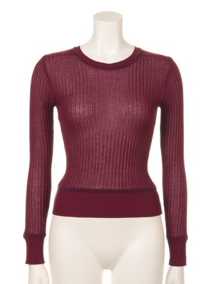 クルーネックリブニットプル