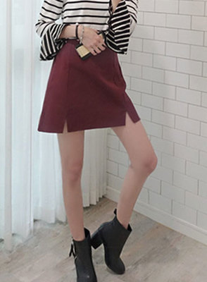 ba) シンプルトラップスリットスカート(4色)