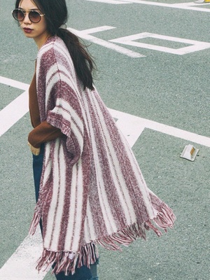 フリンジポンチョカーディガン