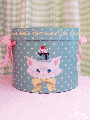Hat Box アイスクリームキャット帽子箱(メロンドット)