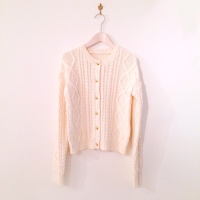 Gold Button Cable Knit Cardigan
