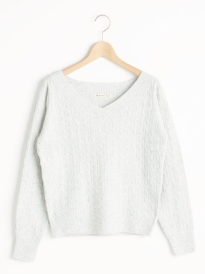 Vあきケーブル柄プルオーバー