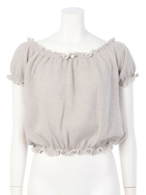 パステルローズパフニットトップス