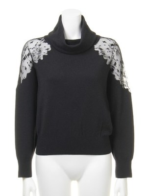 レースハイネックニットプルオーバー