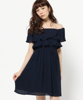 プリーツオフショルワンピース