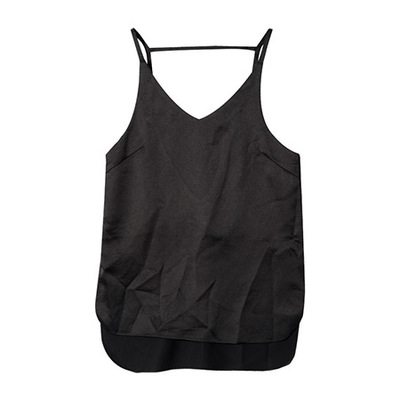 ノースリーブアンバランスキャミトップ (ブラック)