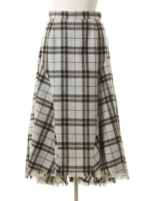 ウールツイードチェックミディスカート