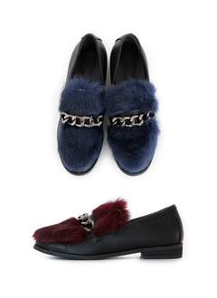 ラビットミックスファーチェーンローファー