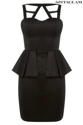 Sistaglam Caged Peplum Bodycon Dress