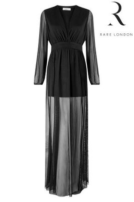 Rare 長袖シフォン マキシドレス