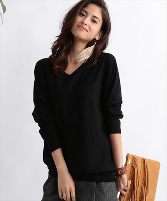 ウォッシャブルウールゆるVネックニット