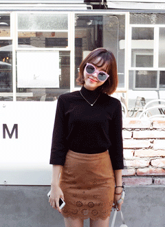 ハーフハイネック7部丈トップス・全4色・u45189