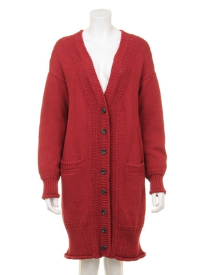 柄編みロングニットカーディガン