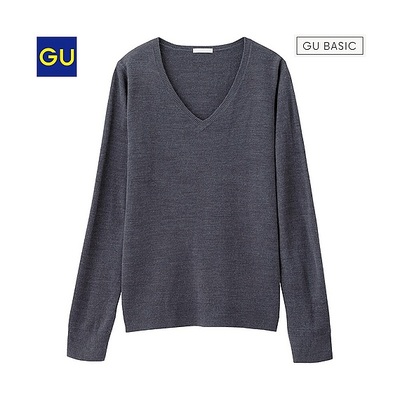 （GU）カシミヤタッチＶネックセーター（長袖）