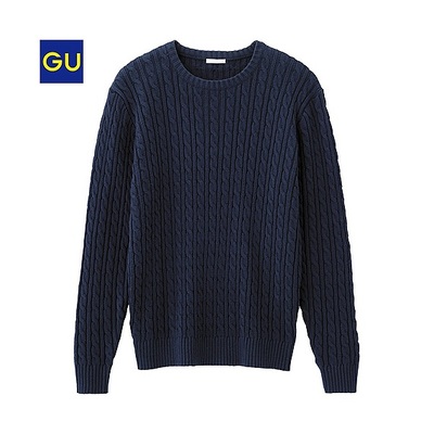 （GU）ケーブルクルーネックセーター（長袖）