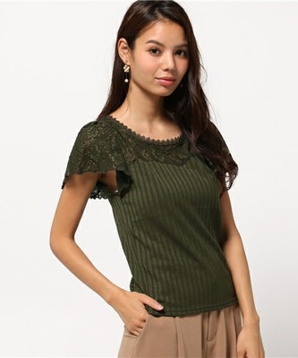 袖フレアレース切り替えリブCT