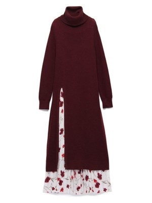 ロングプリーツコンビニットワンピース