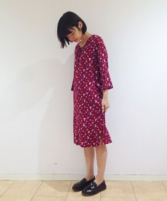 花柄レースアップOP