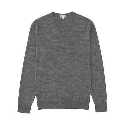 （UNIQLO） MEN　エクストラファインメリノＶネックセーター（長袖）