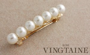 [ヴァンテーヌ] VINGTAINE パール バレッタ シンプル ヘアアクセサリー 大粒 クラシカル H-525