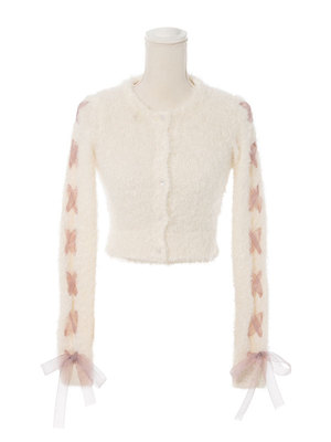 レースアップフェザーカーディガン