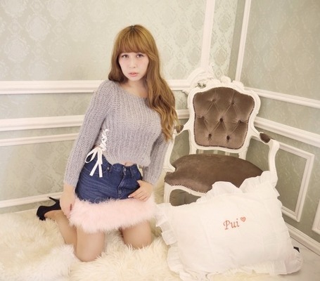 編み上げ リボン ニット