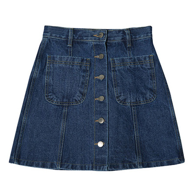  前ボタンポケデニムスカート