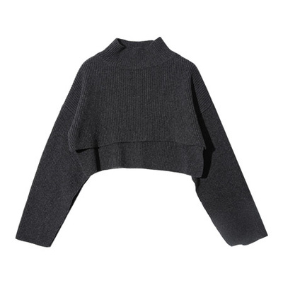 ボトルネッククロップリブニット