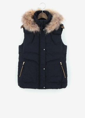 ファー付フレンチダウンベスト