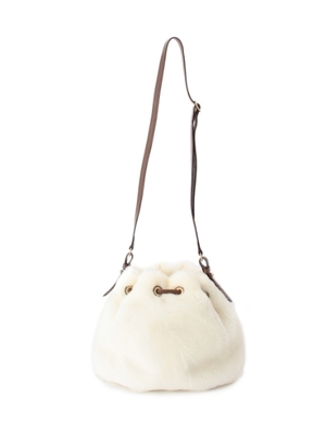 SAN HIDEAKI MIHARA ファー牛革ハトメショルダーバッグ