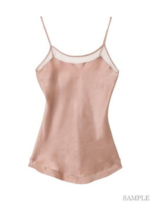 シルクサテン×メッシュキャミ