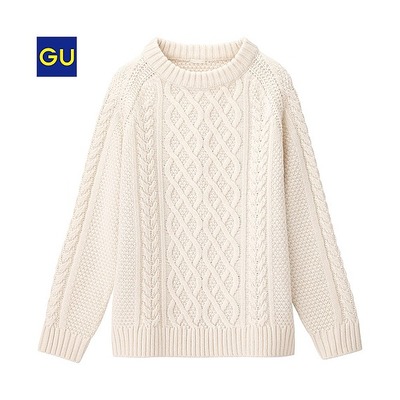 ウールブレンドケーブルセーター（長袖）