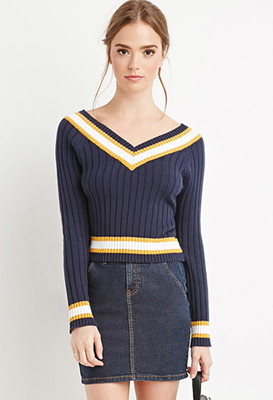 バーシティーVネックニット