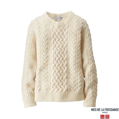 ローゲージケーブルクルーネックセーター（長袖）