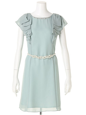 【Apuweiser Luxe】パールベルト付きラッフルリボンワンピース