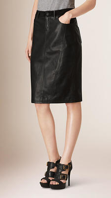 パネルド・ラムスキン＆ヌバック・ペンシルスカート