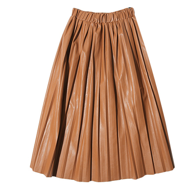 フェイクレザープリーツミディスカート