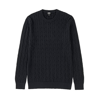 MEN コットンカシミヤケーブルクルーネックセーター(長袖)