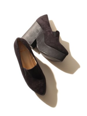 スリッポンヒールパンプス